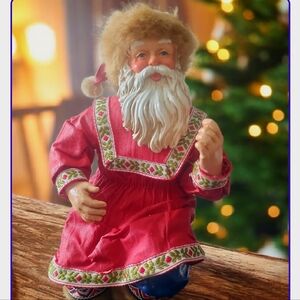Vintage Rare Music Box Festive Santa Sitting in Red Outfit Christmas